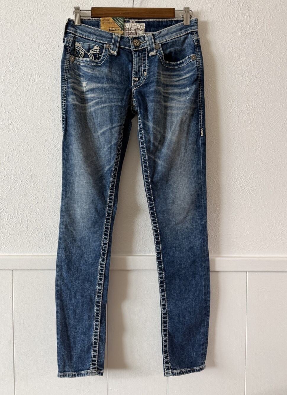 Big Star Jenae Low Rise Skinny Jeans Women’s 27R Blue Distressed Stretch